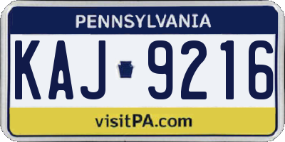 PA license plate KAJ9216