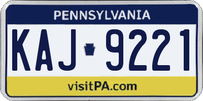 PA license plate KAJ9221