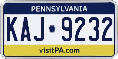 PA license plate KAJ9232