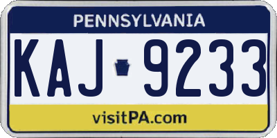 PA license plate KAJ9233