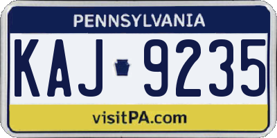 PA license plate KAJ9235