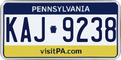 PA license plate KAJ9238