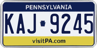 PA license plate KAJ9245