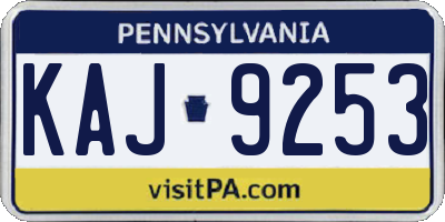 PA license plate KAJ9253