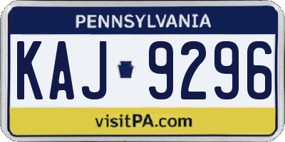 PA license plate KAJ9296