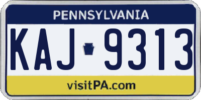 PA license plate KAJ9313