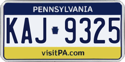 PA license plate KAJ9325