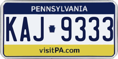 PA license plate KAJ9333