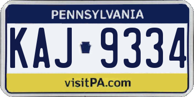 PA license plate KAJ9334