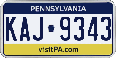 PA license plate KAJ9343