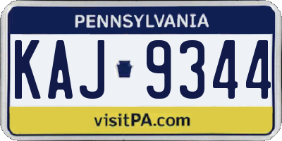 PA license plate KAJ9344