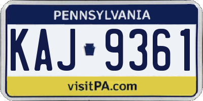 PA license plate KAJ9361