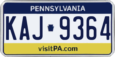 PA license plate KAJ9364