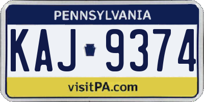 PA license plate KAJ9374