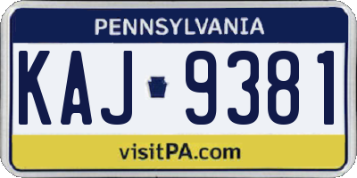 PA license plate KAJ9381