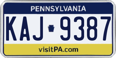PA license plate KAJ9387
