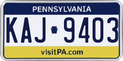 PA license plate KAJ9403