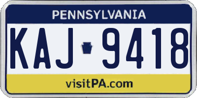 PA license plate KAJ9418