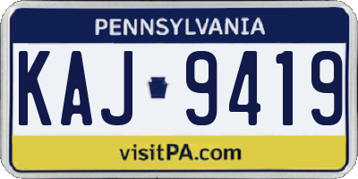 PA license plate KAJ9419