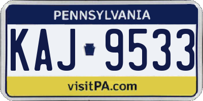 PA license plate KAJ9533