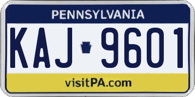 PA license plate KAJ9601
