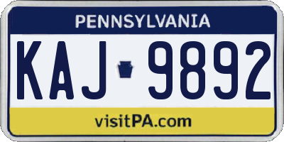 PA license plate KAJ9892