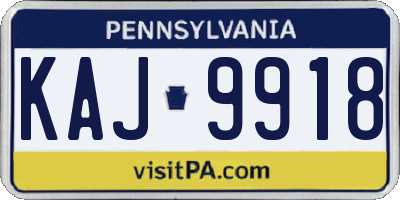 PA license plate KAJ9918
