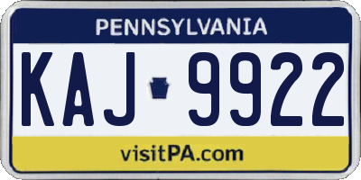 PA license plate KAJ9922