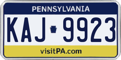 PA license plate KAJ9923