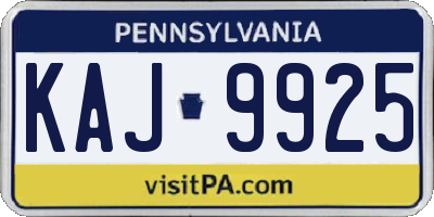 PA license plate KAJ9925