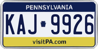 PA license plate KAJ9926