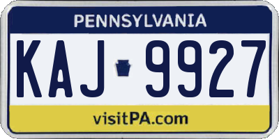 PA license plate KAJ9927