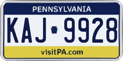 PA license plate KAJ9928
