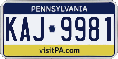PA license plate KAJ9981
