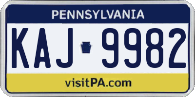 PA license plate KAJ9982