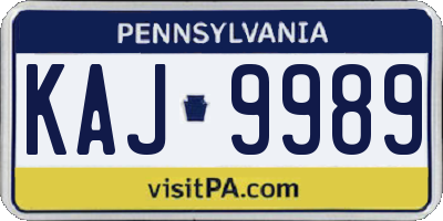 PA license plate KAJ9989