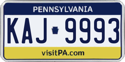 PA license plate KAJ9993