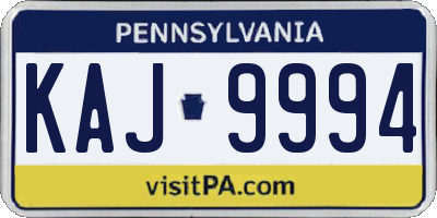 PA license plate KAJ9994