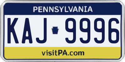PA license plate KAJ9996