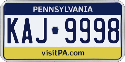 PA license plate KAJ9998