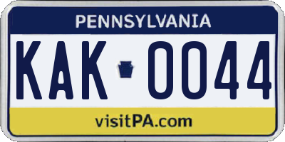 PA license plate KAK0044