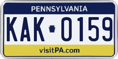 PA license plate KAK0159