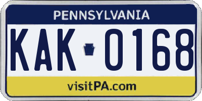 PA license plate KAK0168