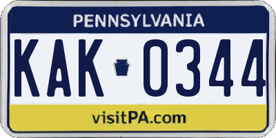 PA license plate KAK0344