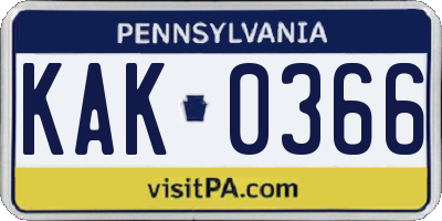 PA license plate KAK0366