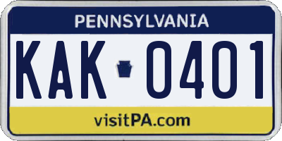 PA license plate KAK0401