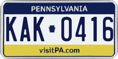 PA license plate KAK0416