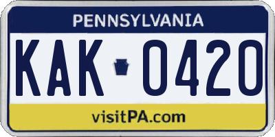 PA license plate KAK0420