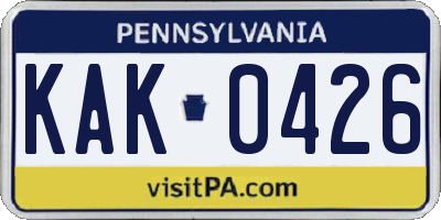 PA license plate KAK0426