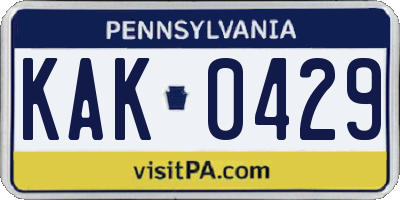 PA license plate KAK0429